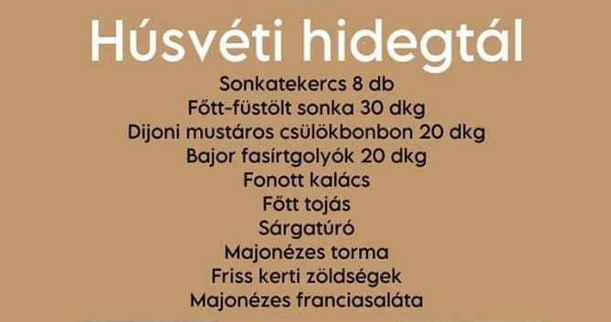 Húsvéti hidegtál rendelés!